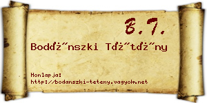 Bodánszki Tétény névjegykártya
